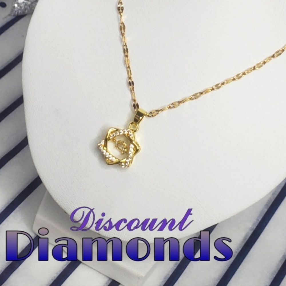 Choker / Necklace 18K Bright Yellow Gold on Titanium - White Baguette Diamonds